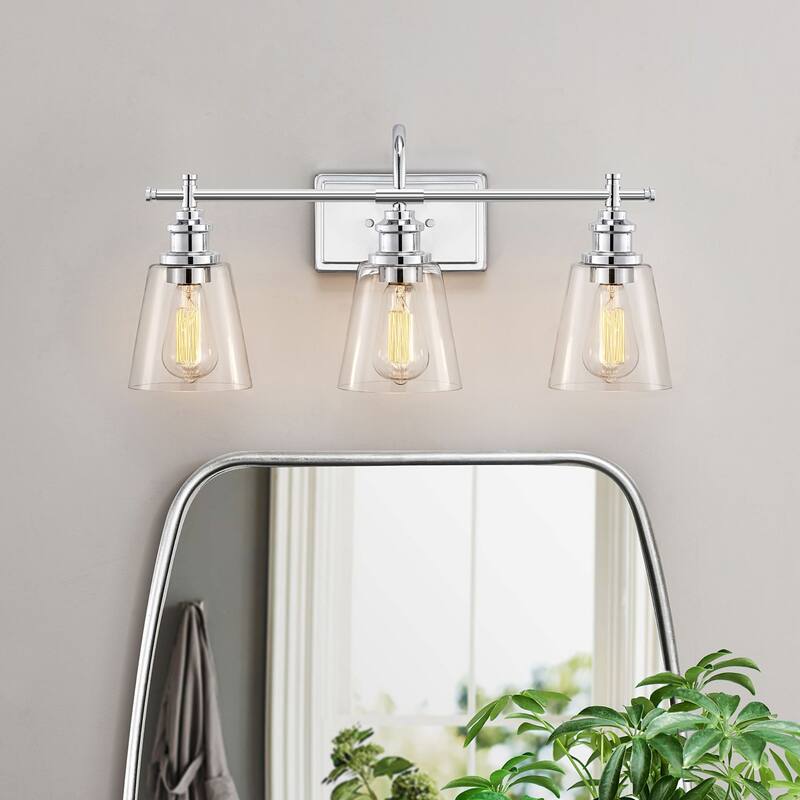 KAWOTI 3 Light Bathroom Vanity Light with Glass Shades