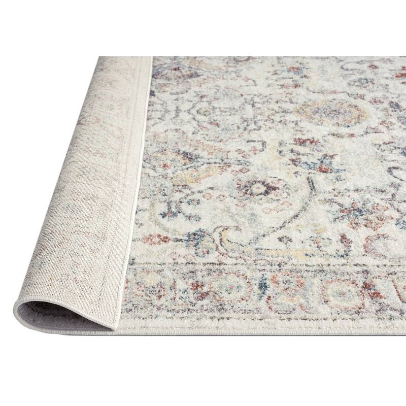 Jinnie Cream and Purple Multi-Color Distressed Rug