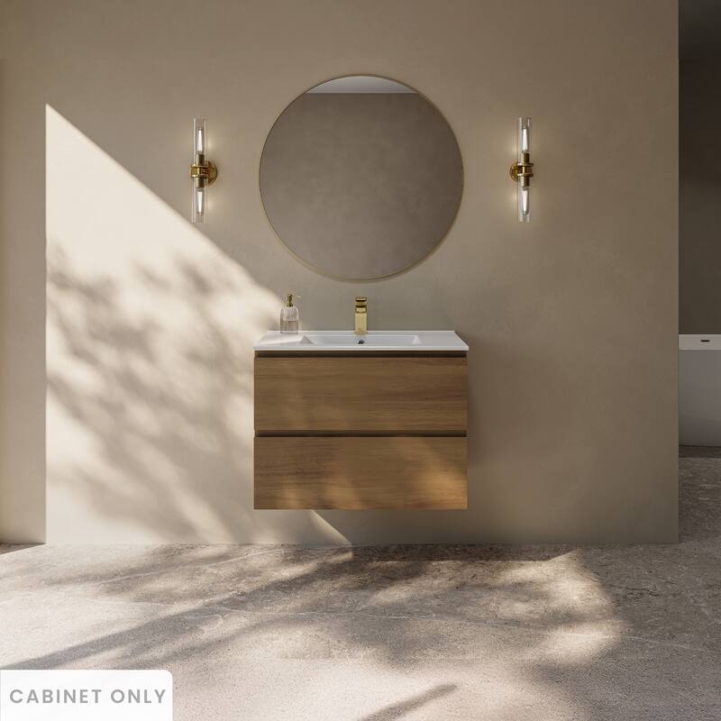 Liberte 30" Wall-Mounted Bathroom Vanity Cabinet Without Top In Brown Oak - 30