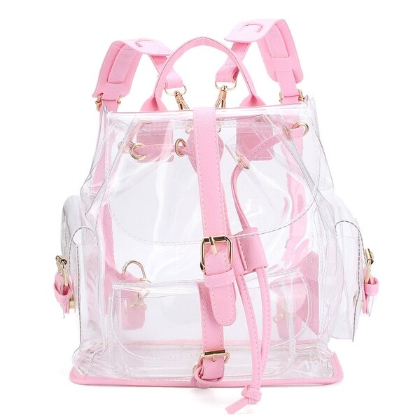 pink see through backpack