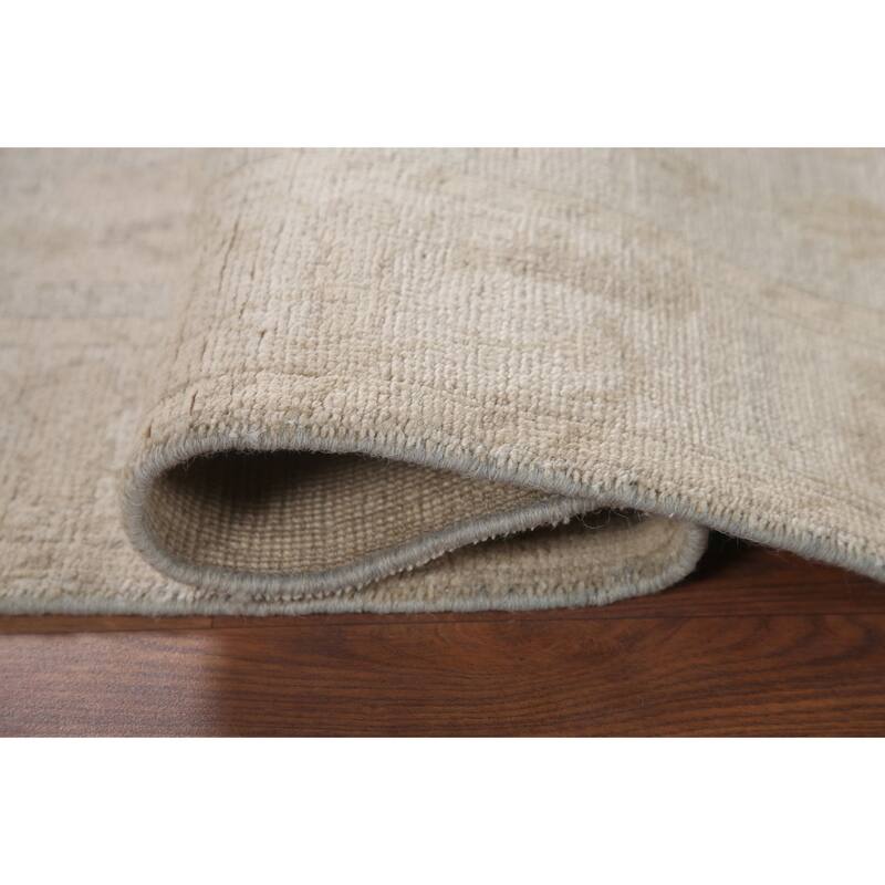 Hand Knotted Oriental 100% Wool Carpet Transitional All-Over Beige & Ivories Oushak Area Rug - 6' 1'' X 3' 9''