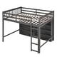 preview thumbnail 6 of 5, Grey Loft Bed with Open Storage Shelves, Built-in Ladder, Guardrail