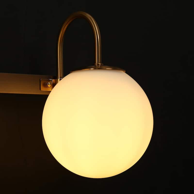 Aladari Modern Gold 4-Light Bathroom Vanity Light Opal Glass Globe Wall Sconces - Plating Gold - L33"*H8.3"