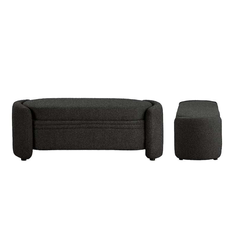 DH BASIC Pressice Contemporary Boucle Storage Bench for Bedroom Entryway by Denhour