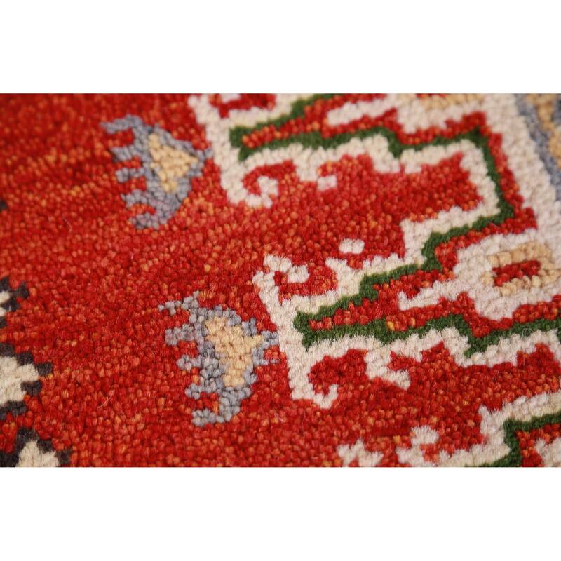 Hand Knotted Oriental 100% Wool Carpet Traditional Geometric Red Viss Area Rug - 9' 0'' X 6' 0''