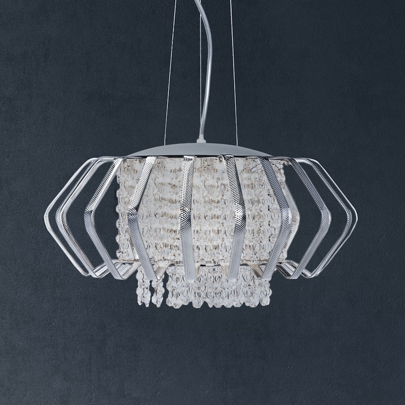 SAFAVIEH Lighting Rejane Pendant - 17.8"x17.8"x9.25-80.5" - Blue Crackle - 18Wx18Dx81H