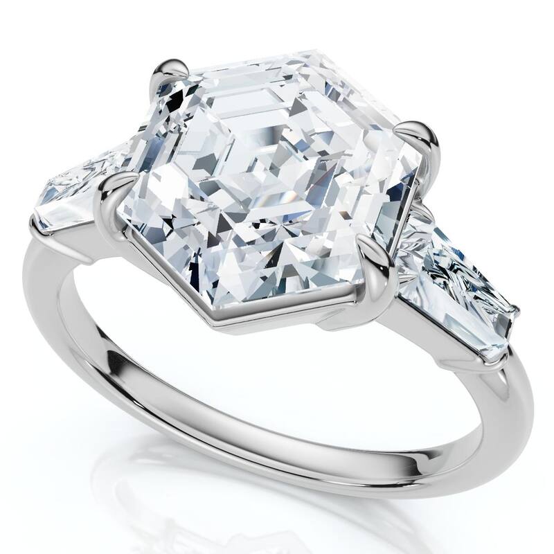 Certified 3.54Ct Hexagon Diamond Engagement Ring Gold Lab Grown