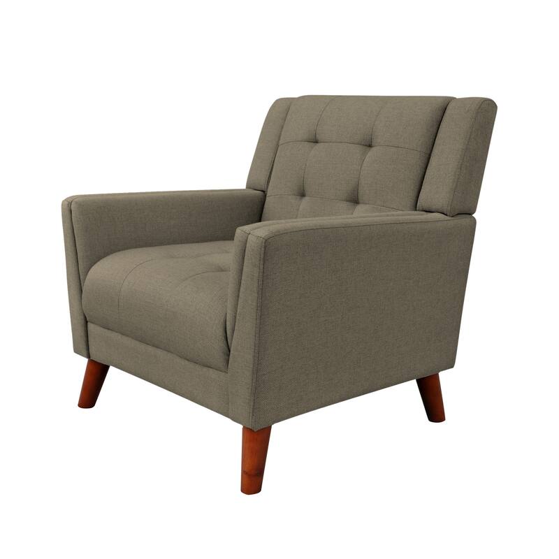 Mocha Modern 30.5" Upholstered Button Tufted Arm Chair with Sturdy Rubber Wood Legs