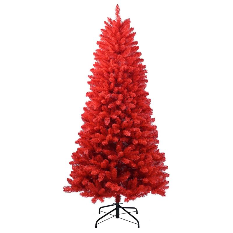 HomeRoots 6' Red Full Fir Christmas Tree - 36.00 in. x 72.00 in. x 36.00 in.