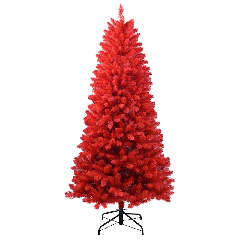 HomeRoots 7' Red Full Fir Christmas Tree - 40.00 in. x 84.00 in. x 40.00 in.