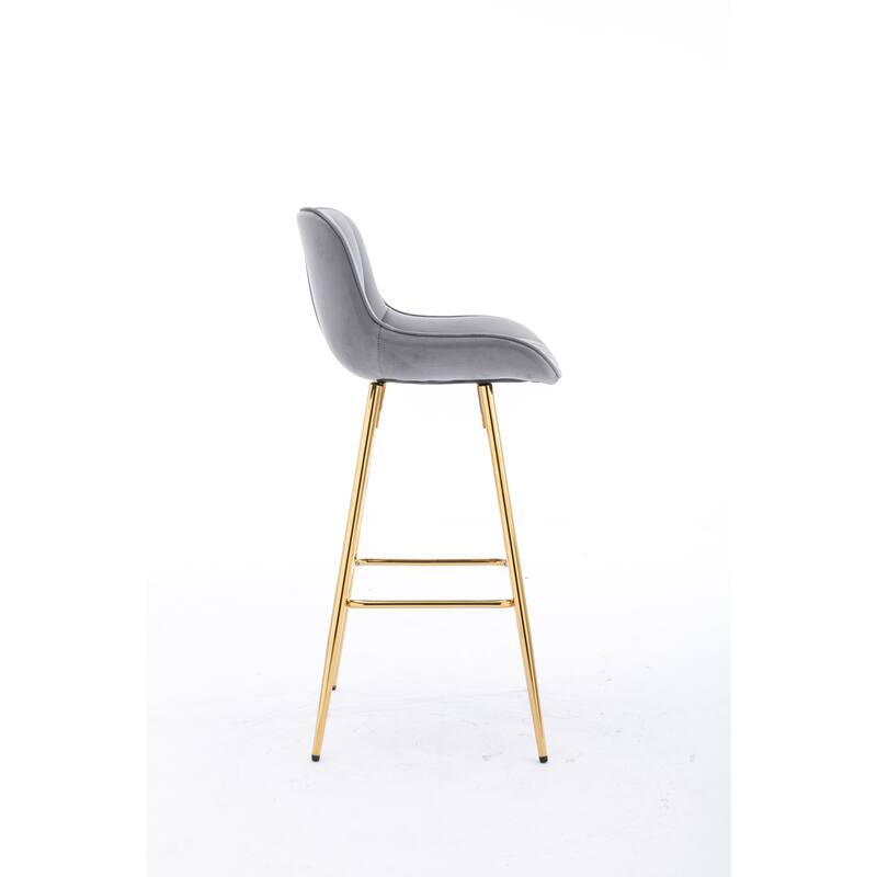 Velvet Swivel Bar Stools Set of 2, Counter Height Bar Chairs with Back, Kitchen Island Stools with Footrest and Metal Legs