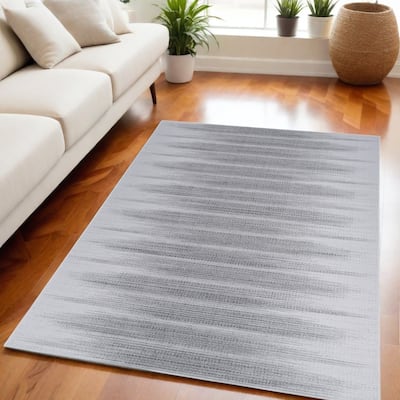 Lefo Power Loomed Distressed Modern Non Skid Stain Resistant Low Pile Area Rug By HomeRoots - 84' X '60' X '0.2