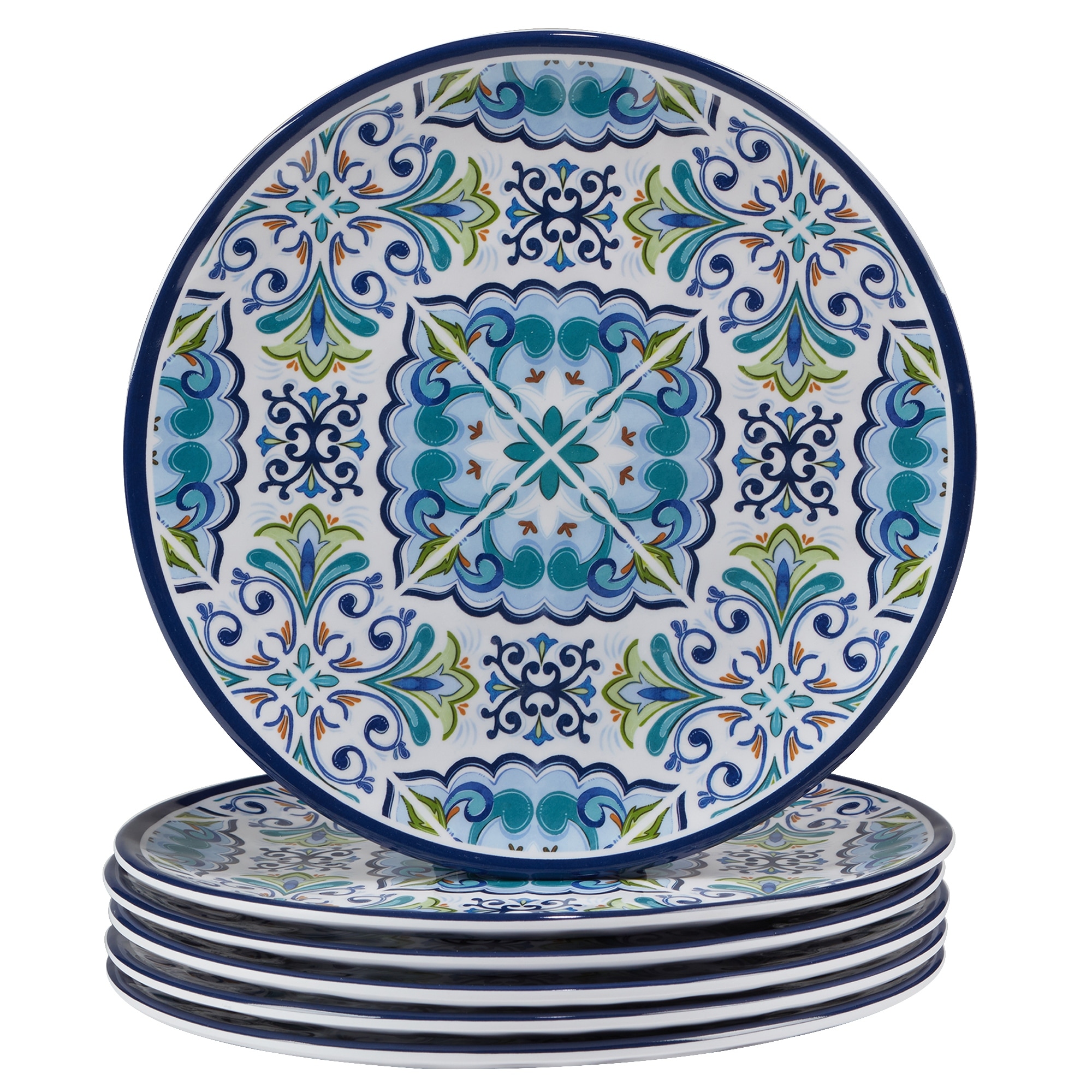 Mosaics 3 pc Indoor Outdoor Melamine Serving Tray Hostess Set