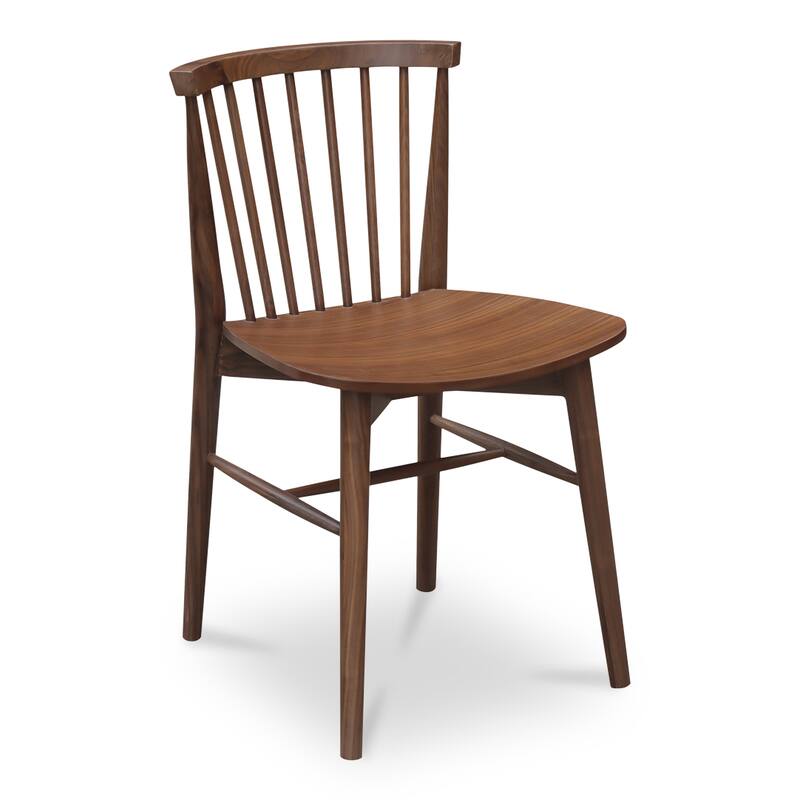 NADAAL STUDIOS Briar Dining Chair, Spindle Back, Solid Walnut Frame, Walnut Finish - Set of 2