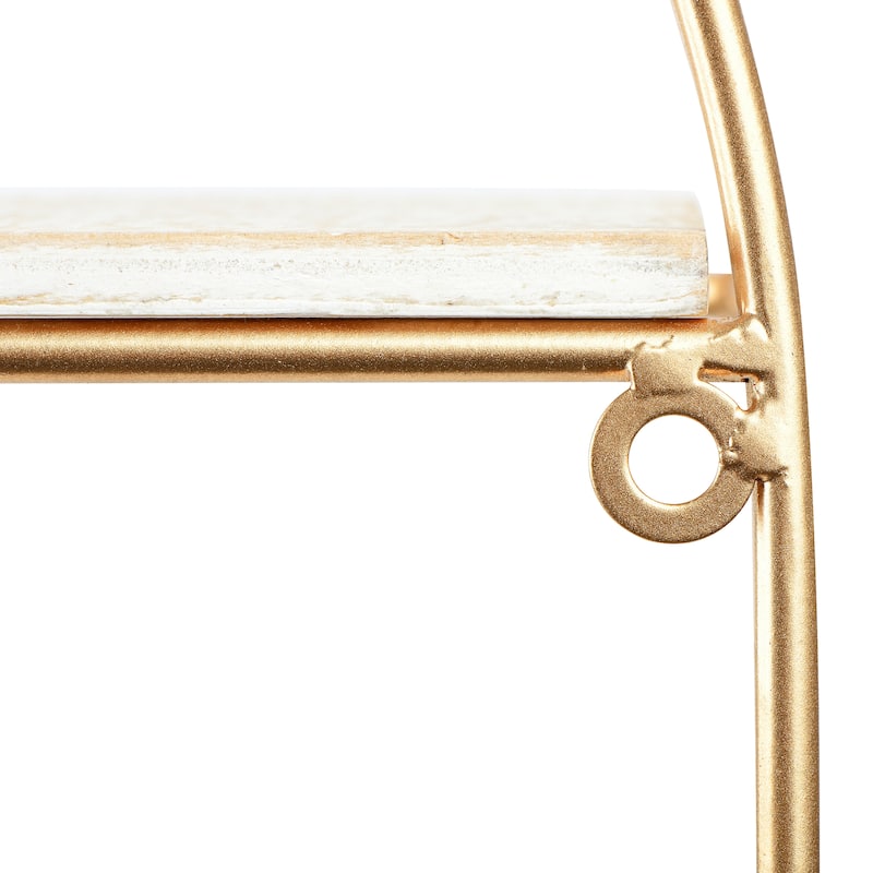 Wood and Gold Oval Wall Shelf