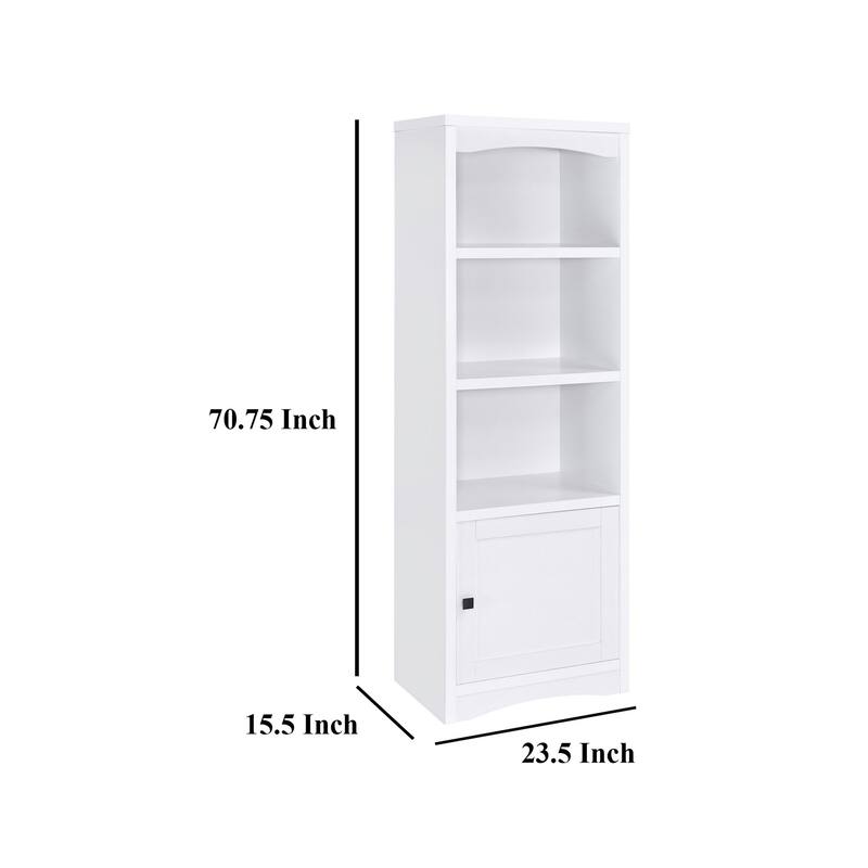 Donna Media Tower Pier Cabinet, Adjustable Shelves, White Wood 71 Inch