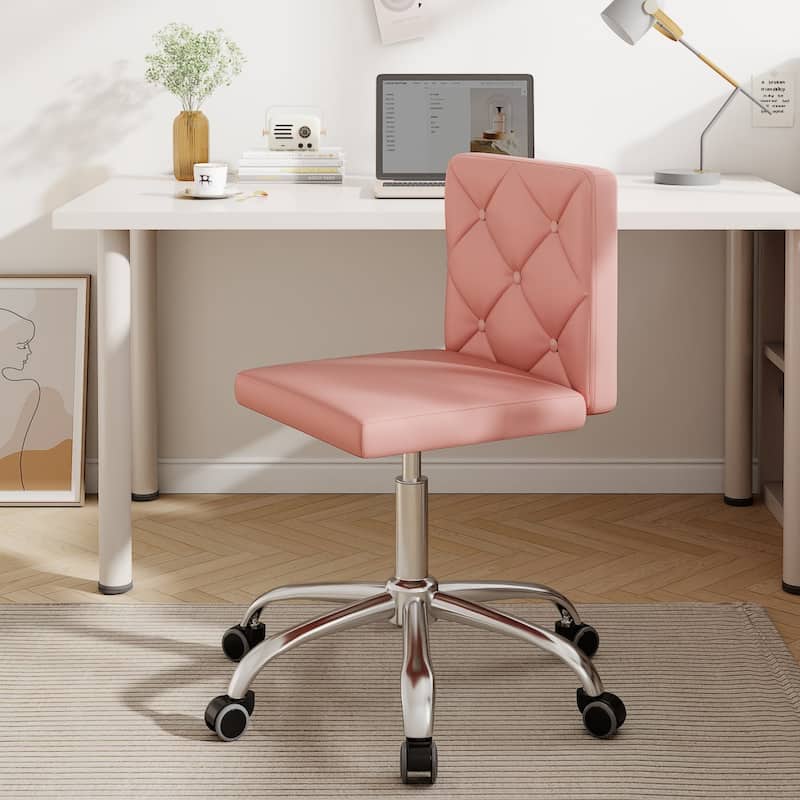Javlergo Armless Office Desk Chair PU Leather Mid-Back Adjustable Height 360° Rolling Swivel 10 Colors Available Office Chair