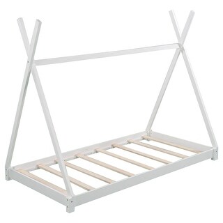 Triangle X-Structure Play House Twin Platform Bed Four Poster Bed Wood ...