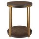 preview thumbnail 1 of 5, 2-Tier Round Wooden Side Table - 24" - Brown and Gold