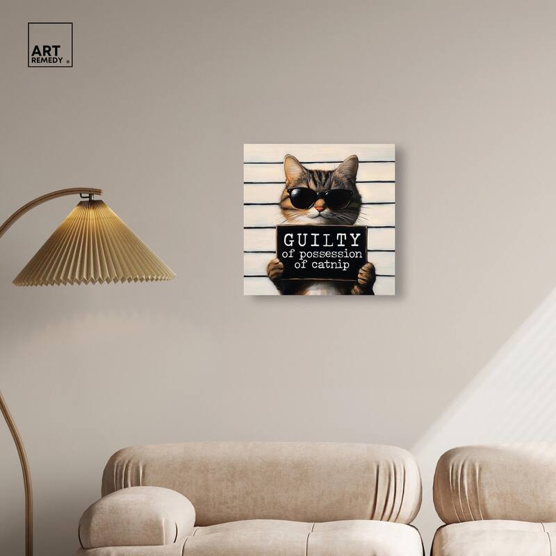 Guilty of Catnip Canvas by Art Remedy, Gallery Wrapped