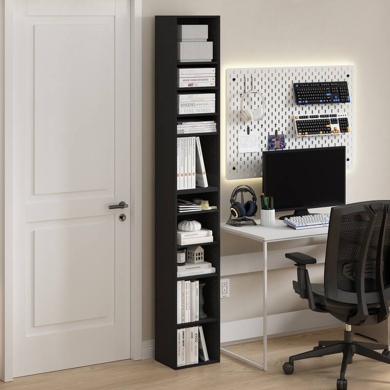 78.74 in. Tall Blackwood Wood 10-Shelf Bookcase