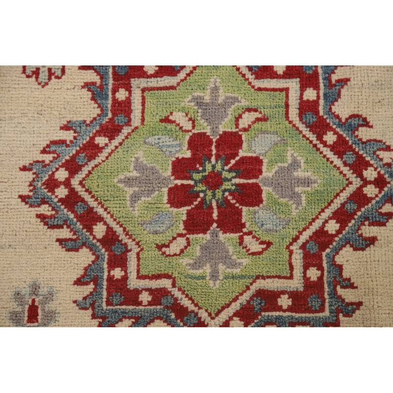 Traditional Beige Kazak Area Rug Handmade Wool Carpet - 6'8" x 9'8"