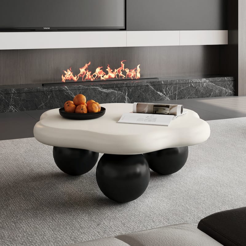 35" Cloud Shaped Modern Minimalist Coffee Table with Spherical Legs