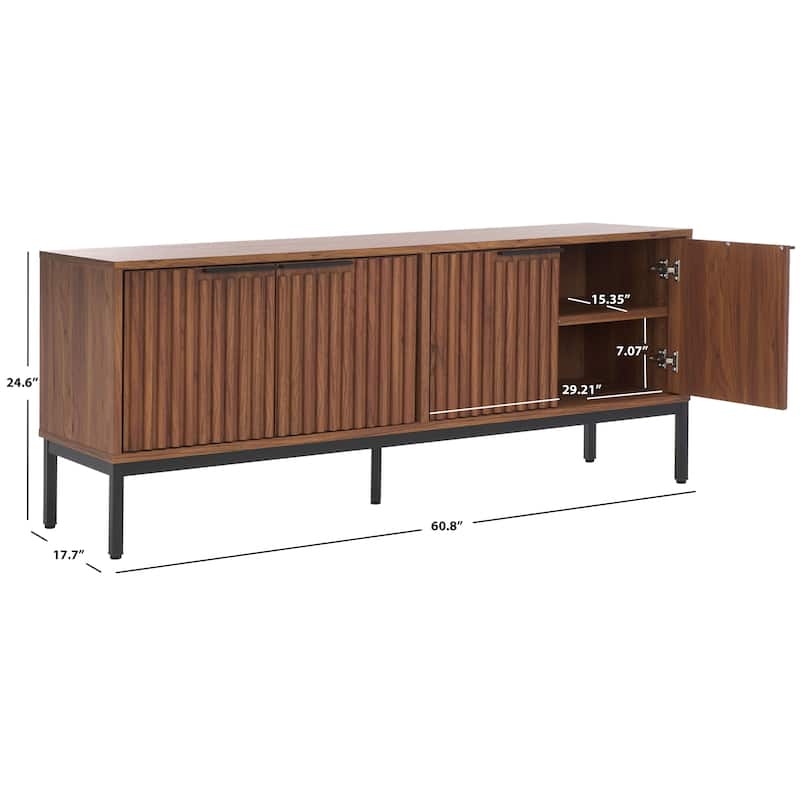 SAFAVIEH Lylia 4-Door Entertainment Media Stand (Fits up to 65" Flatscreen TV) - 60.8 in. x 17.7 in. x 24.6 in.