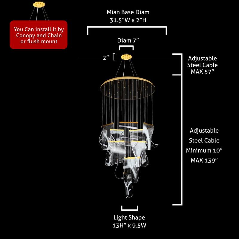 Luxury Acrylic Chandelier 31.5" Wide 16 lights LED Multi Light
