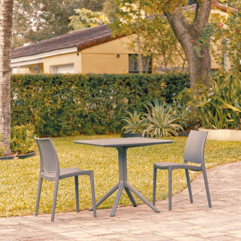3-Piece Dark Gray Solid Patio Dining Set with Chairs 32"