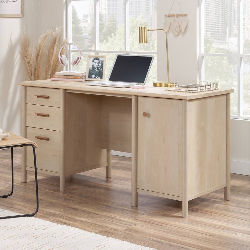Walnut and White Writing Desk with USB Port