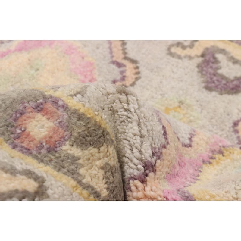 ECARPETGALLERY Hand-knotted Modern Oushak Light Grey Wool Rug - 2'7 x 5'11
