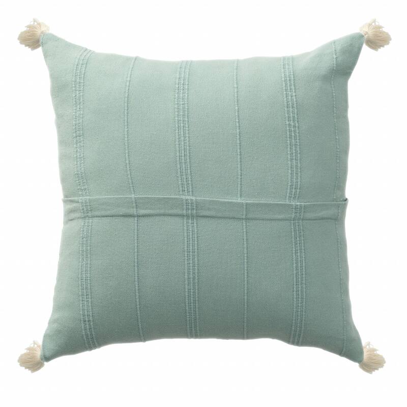 HomeRoots 18" X 18" Aqua And Green 100% Cotton Zippered Pillow