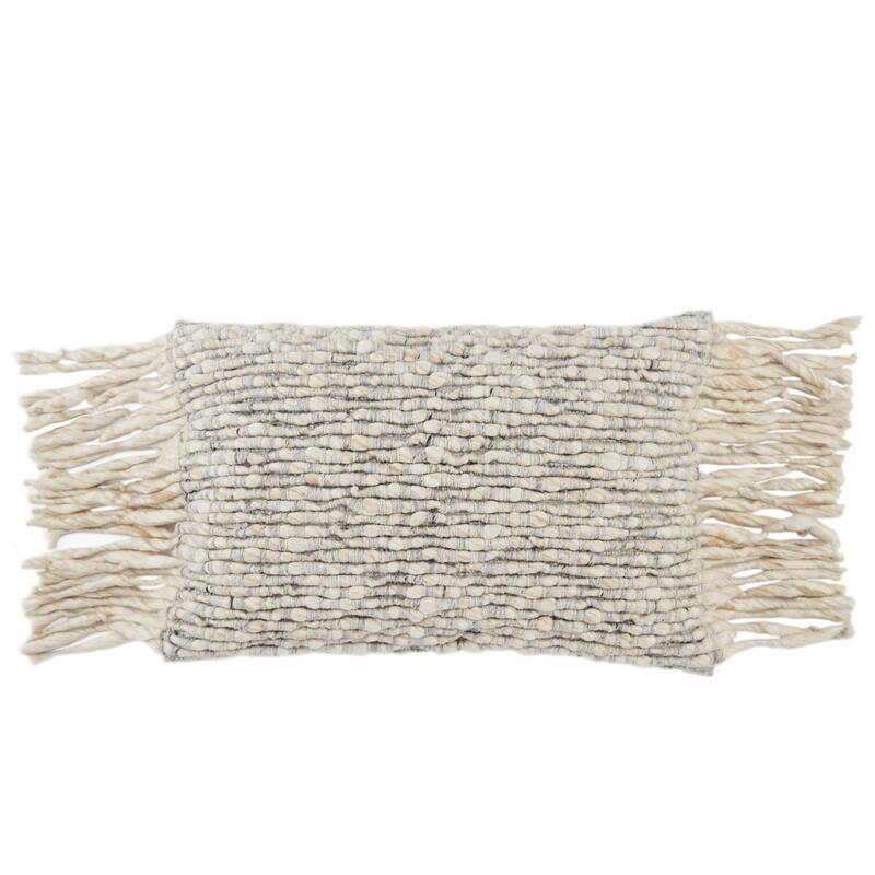 Cress Textured Lumbar Pillow - 16"X24" Polyester Fill - Cream/Light Grey