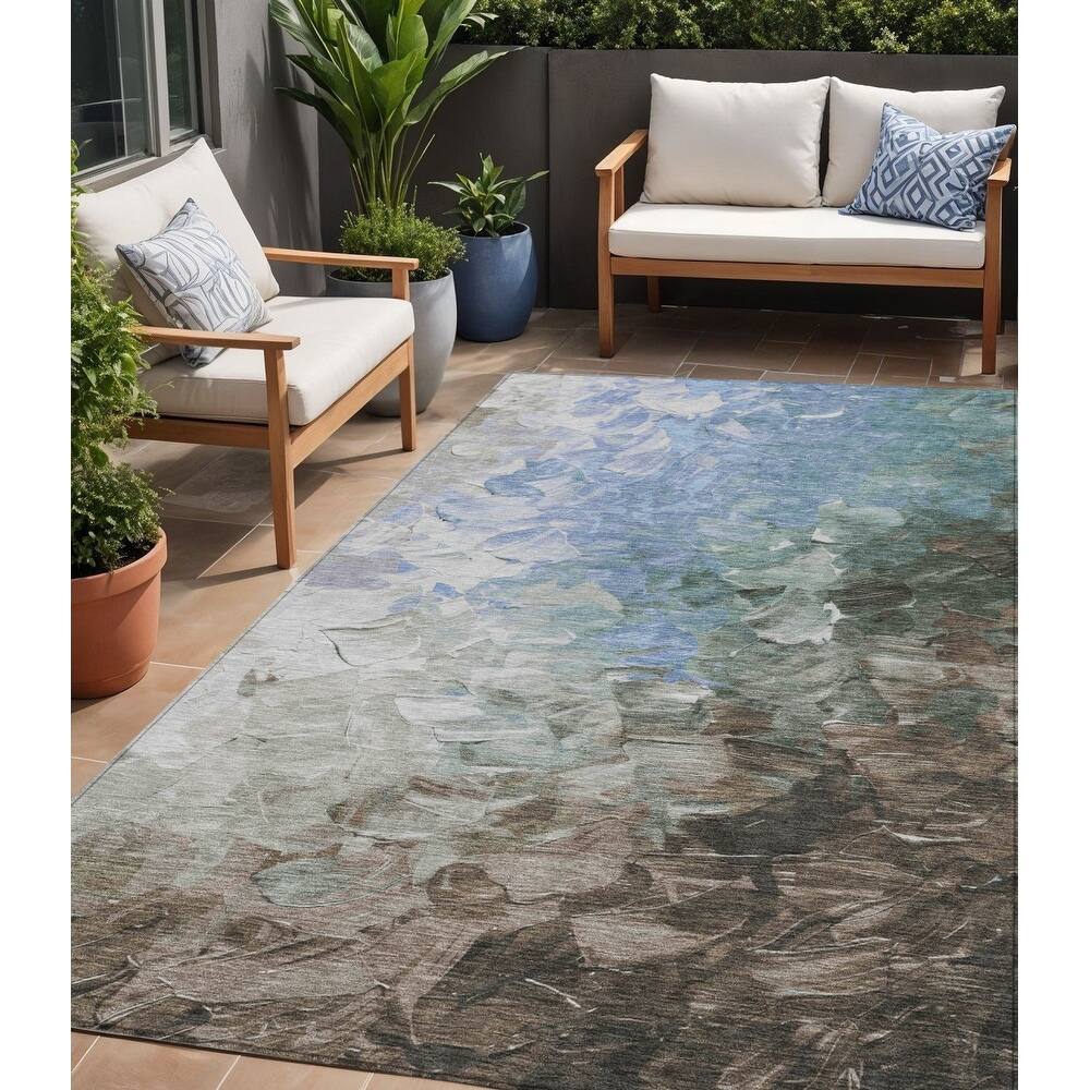 HomeRoots Abstract Transitional Rectangle Outdoor Rug