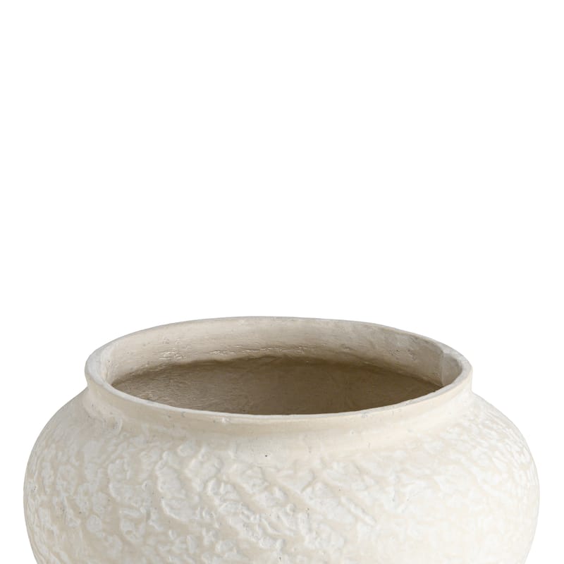 Paper Mache Pot Natural White Dia 11.02" - NATURAL WHITE - NATURAL WHITE