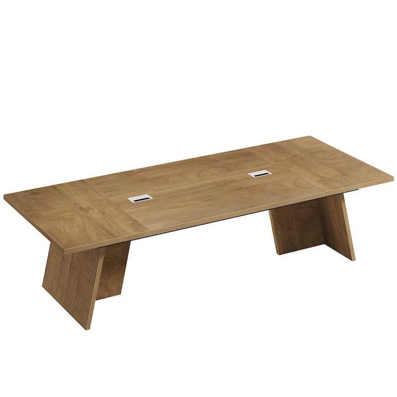 Modern Conference Table, Large Boardroom Meeting Desk with Cable Grommet, Office Seminar Training Accent Table