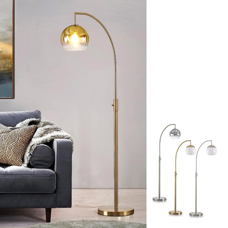 Metro 68"H Glass Globe One Light LED Dimmable Floor Lamp with LED Vintage Bulb