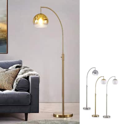Metro 68"H Glass Globe One Light LED Dimmable Floor Lamp with LED Vintage Bulb