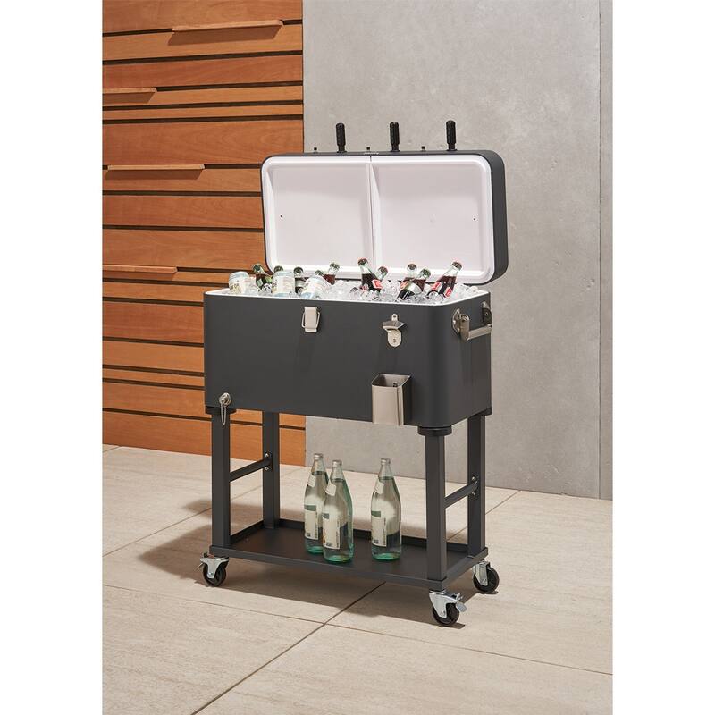 TRINITY 80 Quart Foosball Cooler w/ Cover, Detachable Tub, Charcoal
