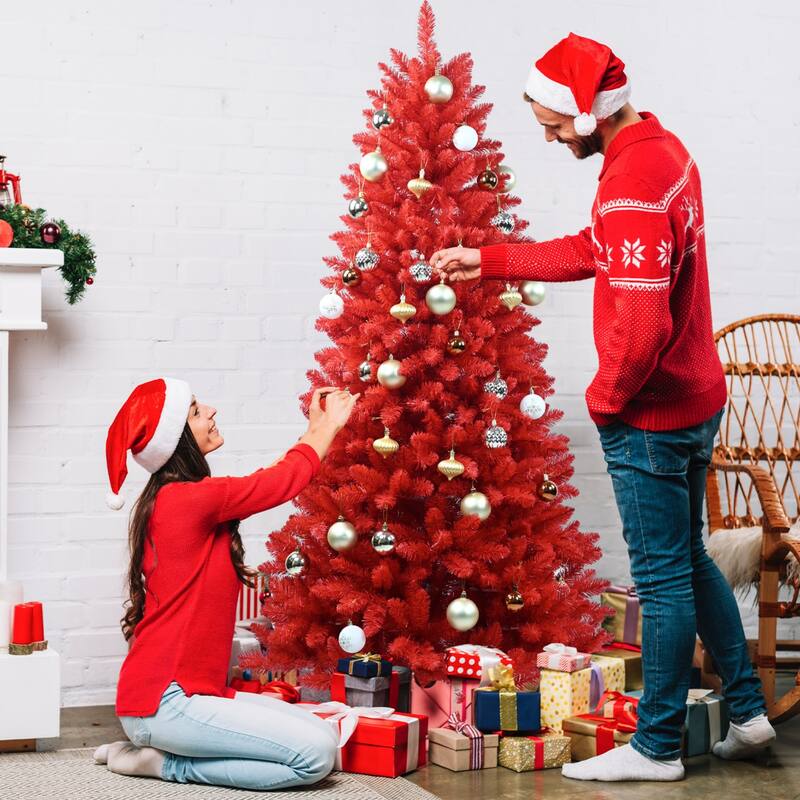 Modern PVC Red Christmas Tree - N/A