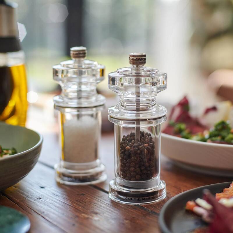 Cole & Mason 605 Pepper Mill 5¾" - Clear Acrylic, Adjustable Grind, Durable Carbon Steel Mechanism