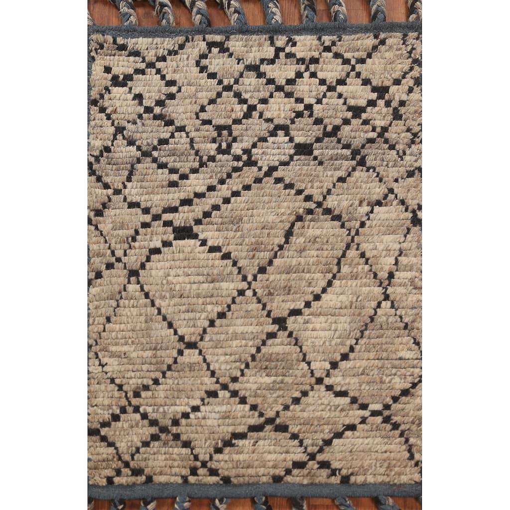 Beige Moroccan Oriental Foyer Rug Hand-Knotted Wool Carpet - 2'0"x 3'0"