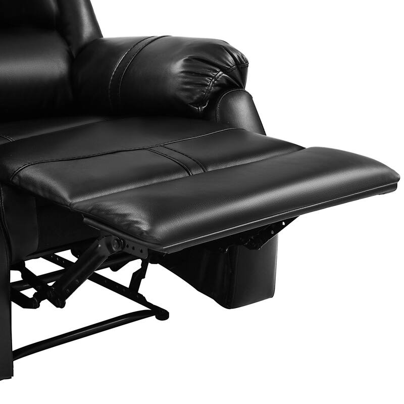 Faux Leather Recliner Sofa, Classic And Traditional Manual Recliner Chair With Comfortable Arms And Single Sofa For Living Room