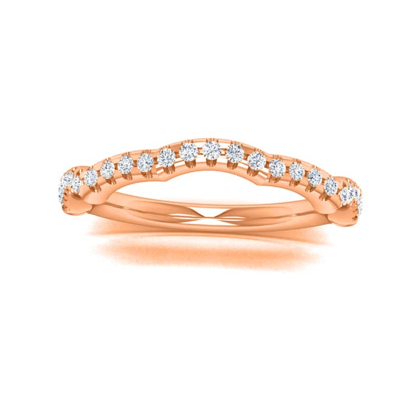 Auriya 14k Gold 1/8ctw Contoured Diamond Wedding Band - 7.5 - Rose