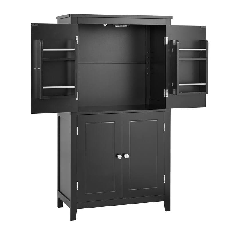 Roomfitters Elegant Bathroom Floor Storage Cabinet with 4 Doors, Adjustable and Adaptable Shelves, Freestanding Unit