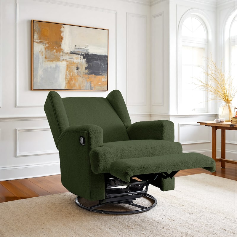 31'' W Wingback Manual Glider Swivel Rocker Recliner Nursery Chair - Green