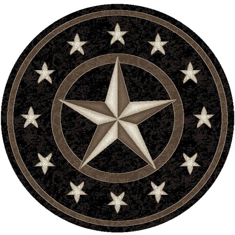 Axel Fort Worth Western Star Lodge Black Area Rug - 7'10" x 7'10" - Black