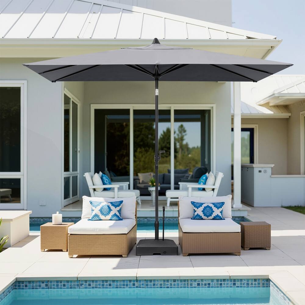 9 x 5 FT Patio Outdoor Rectangular Market Umbrella with Square Base Stand