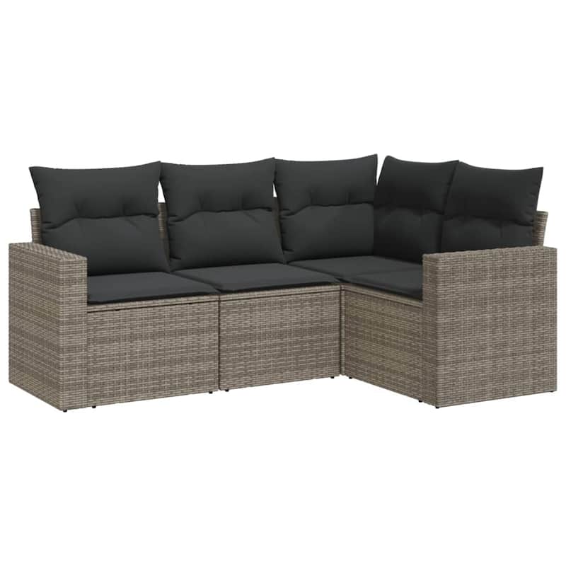 vidaXL Garden Sofa Set Grey PE rattan, powder-coated steel, polyester - 24.4 x 25.8 x 27.2